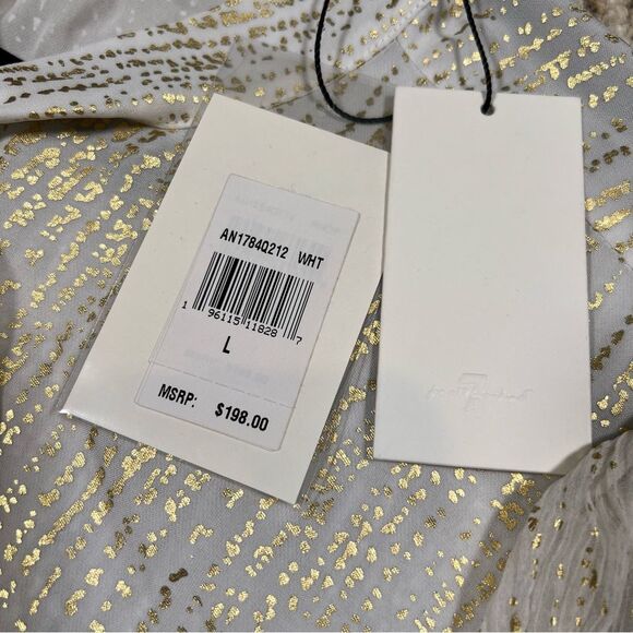 7 for all mankind silk blend blouse 💗 NWT 💗 cream with metallic gold 💗 large - Picture 8 of 11